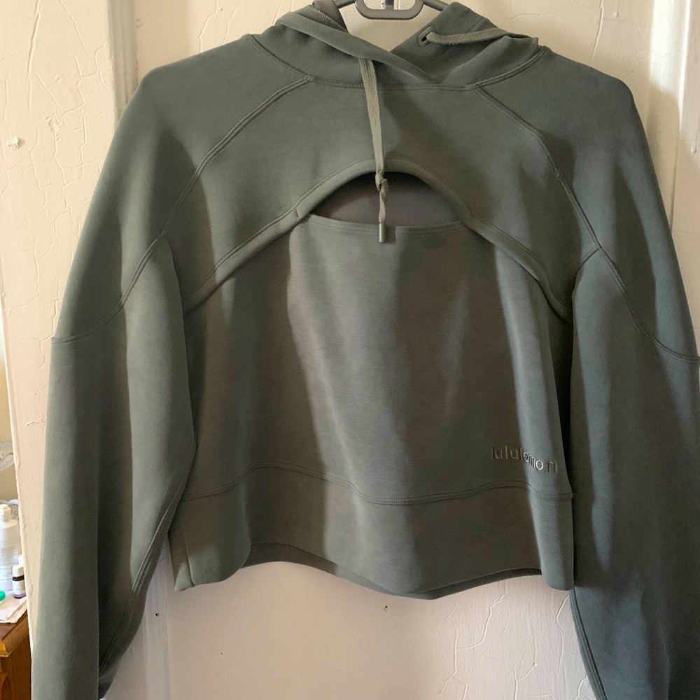 Lululemon Gray Sage Cutout cropped Hoodie